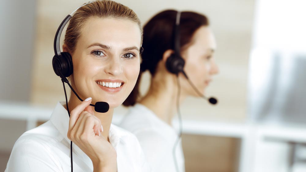 Blond female customer service representative