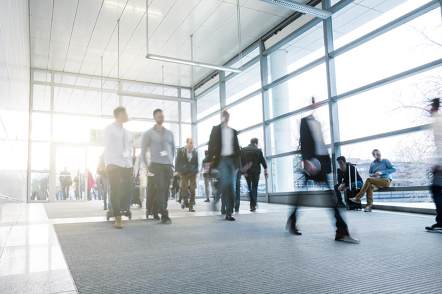 Business People Walking on a modern walkway